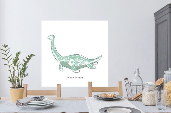 Muurstickers - Sticker Folie - Kinderkamer - Dinosaurus - Plesiosaurus - Jongetje - Meiden - Kids - 100x100 cm - Plakfolie - Muurstickers Kinderkamer - Zelfklevend Behang XXL - Zelfklevend behangpapier - Stickerfolie