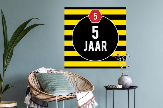 Stickers Stickers muraux - Année anniversaire - Jaune - Zwart - 80x80 cm - Feuille adhésive