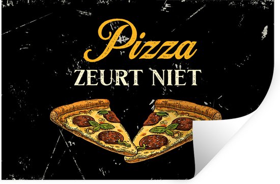 Stickers Stickers muraux - Pizza - Vintage - Dire - 60x40 cm - Feuille adhésive - Cadeau pour femme - Cadeau pour mari