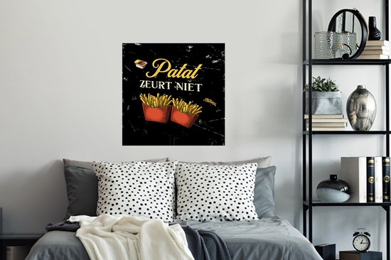 Stickers Stickers muraux - Frites - Vintage - Texte - 80x80 cm - Feuille adhésive - Cadeau pour femme - Cadeau pour homme