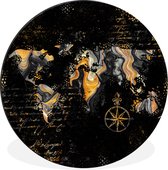 WallCircle - Tableau - Wereldkaart Peinture Boussole - Multicolore - 60 X 60 Cm