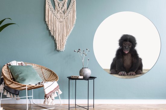 Cercle mural - Aluminium - Animaux - Chimpanzé - Bébé - ⌀ 140 cm