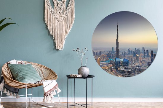 WallCircle - Wandcirkel ⌀ 150 - Burj Khalifa - Skyline - Dubai - Ronde schilderijen woonkamer - Wandbord rond - Muurdecoratie cirkel - Kamer decoratie binnen - Wanddecoratie muurcirkel - Woonaccessoires