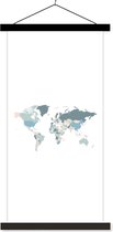 Wanddecoratie - Wereldkaart - Pastel - Landen - Schoolplaat - 60x120 cm - Textielposter - Textiel poster