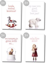 Matriks Cards - Unieke Nederlandstalige Kerstkaarten en Nieuwjaarskaarten - set van 12 stuks - dubbele kaarten met envelop