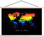 Wanddecoratie - Wereldkaart - Pride - Liefde - Schoolplaat - 150x100 cm - Textielposter - Textiel poster