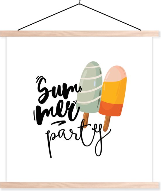 Porte-affiche avec affiche - Affiche scolaire - Été - Fête - Glace - 60x60 cm - Lattes vierges