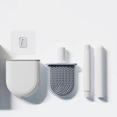 BOTC WC Borstel met Houder - Toiletborstel met Houder - Siliconen - Flexibel - Vrijstaand - Inclusief ophangsysteem - Wit