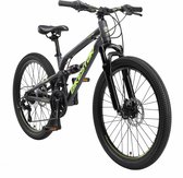 Bikestar 24 inch Alu MTB Fully, 21 speed, zwart