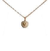 RVS ketting | wave ketting met bewerkt hart | goud | Dames