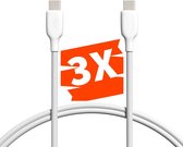 Phreeze 3x USB C naar USB C Kabel - 1 Meter - Type-C - 65W Opladerkabel - 480 MBps Datakabel - Voor S24,S23,S22,S21,S20,Flip,Fold en Tablet A7,A8,A9,S7,S8,S9