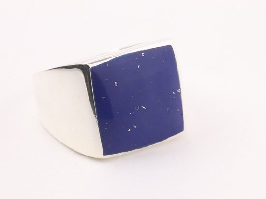 Hoogglans zilveren ring met lapis lazuli - maat 19