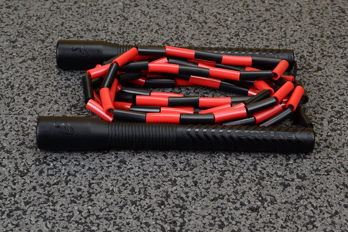 Sanguine LX Champion Freestyle Soft Beaded Rope - springtouw - 305cm (10ft) - black & red - Long handle