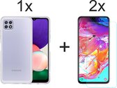 Samsung A22 4G Hoesje - Samsung Galaxy A22 4G hoesje siliconen case transparant hoesjes cover hoes - 2x Samsung A22 screenprotector