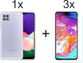 Samsung A22 4G Hoesje - Samsung Galaxy A22 4G hoesje siliconen case transparant hoesjes cover hoes - 3x Samsung A22 screenprotector