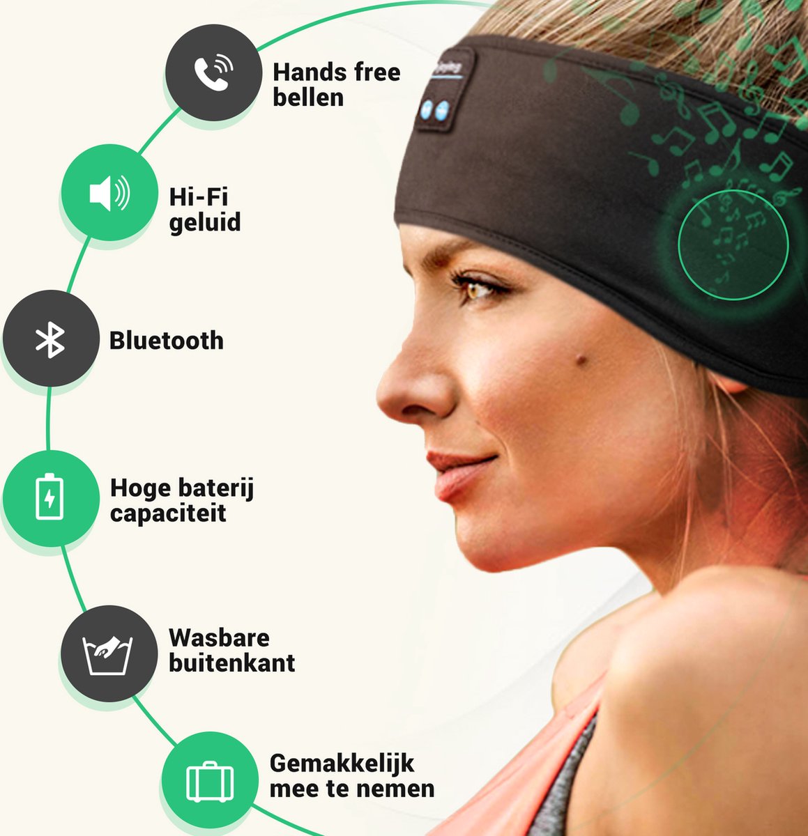 Bandeau Bluetooth - Masque de sommeil - Entraîneur de sommeil - Bandeau de  sport 