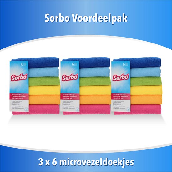 18 pièces Sorbo chiffon microfibre coloré 40 x 40 cm - Lavettes microfibre - Chiffons microfibre (3 x 6 )