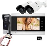 Dakta® Deurbel met 2 camera’s | Incl. tags |  Intercom | Draadloos | LCD scherm | Video deurbel | 7” scherm | Elektrische deurbel