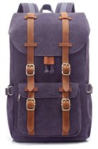 Rugzak EV - Canvas Rugzak - Waterdicht - Reizen - Wandelrugzak - Grote Casual rugzak - College School Rugtas - Schoudertas voor 15" Laptop - Blauw