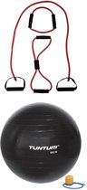 Tunturi - Fitness Set - Tubing Set Rood - Gymball Zwart 90 cm