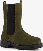 Groot suede meisjes chelsea boots - Groen - Maat 36 - Echt leer