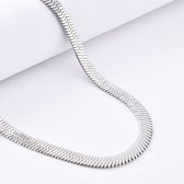 ABkettinkjes - Ketting - Zilveren ketting - Visgraat - Herringbone - Breed - 6.5mm - Zilver - Staal - RVS