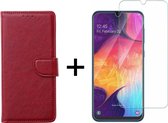 Samsung A40 Hoesje - Samsung Galaxy A40 hoesje bookcase rood wallet case portemonnee hoes cover hoesjes - 1x Samsung A40 screenprotector