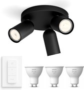 Philips myLiving Pongee Opbouwspot Zwart - 3 Lichtpunten - Spotjes Opbouw Incl. Philips Hue White GU10 & Dimmer - Bluetooth