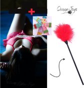 ♛Queen-Toys® Kietelaar - Rode pluim - BDSM - Erotiek - Valentijn – Erotisch speeltje - Sensuele veer - Kietelen - Pluim om te strelen - Inclusief funny condoom