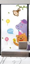 Raamfolie beer- nijlpaard - aap - vogel - 40 x 60 - decoratie - welcome - folie - cartoon - vensterglas - glasfolie