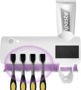 Zelfklevende USB oplaadbare tandpasta dispenser, met UV sterilisatie en tandenborstelhouder, WIT