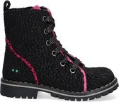 Bunnies JR 221938-792 Meisjes Biker Boots - Zwart/Roze/Print - Imitatieleer -