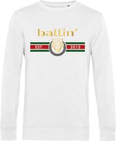 Heren Sweaters met Ballin Est. 2013 Tiger Lines Sweater Print - Wit - Maat S