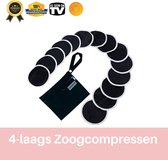 Premium zoogcompressen - zwart - set van 15 - inclusief draagtas - bamboe borstcompressen - wasbaar en herbruikbaar - uitwasbaar - milieuvriendelijk