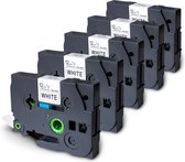 TELANO - 5 stuks Label Tapes TZe-231 Compatible voor Brother P-Touch Labelprinter Zwart op Wit - 12mm x 8m