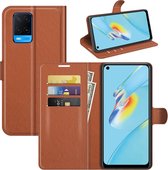 Oppo A54 hoesje - MobyDefend Kunstleren Wallet Book Case - Bruin - GSM Hoesje - Telefoonhoesje Geschikt Voor: Oppo A54