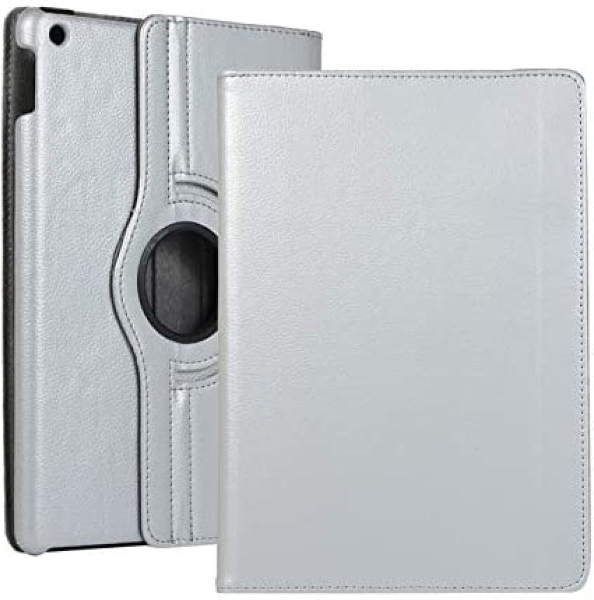 Book Cover Geschikt voor: iPad 2017 / 2018 / Pro 9.7 / Air 1 / Air 2 Multi Stand Case - 360 Draaibaar Tablet hoesje - Tablethoes Zilver