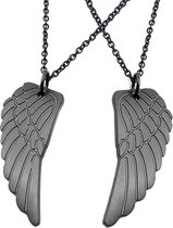 LGT Jewels liefdes ketting Edelstaal Angel Wing Zwart