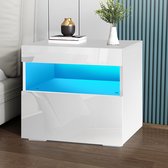 Modern nachtkastje LED met hoogglans lade nachtkastjes slaapkamer wit