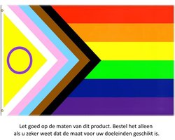 Progress Pride Vlag 180x120CM - Intersex - Voorwaarts - Regenboog Vlag - LGBT Rainbow Flag - Regenboog - Polyester