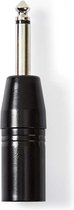 Nedis XLR-Adapter | XLR 3-Pins Male | 6,35 mm Male | Vernikkeld | Recht | Metaal | Zwart | 1 Stuks | Polybag