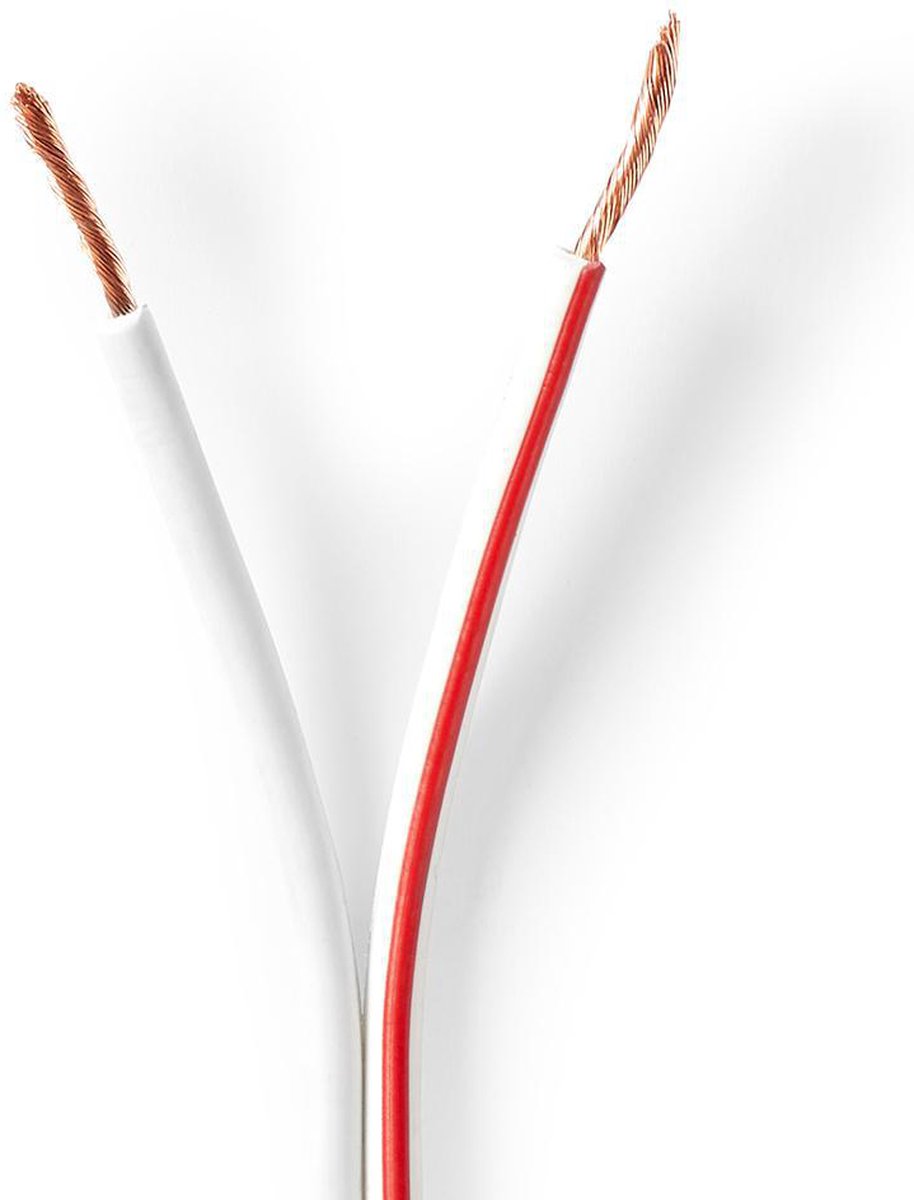 Nedis Speaker-Kabel - 2 x 1.50 mm² - Koper - 100 m - Rond - PVC - Wit - Rol