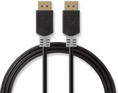 Nedis DisplayPort-Kabel - DisplayPort Male - DisplayPort Male - 8K@60Hz - Verguld - 3.00 m - Rond - PVC - Antraciet / Grijs - Polybag