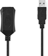 Actieve USB-Kabel | USB 1.1 / USB 2.0 | USB-A Male | USB-A Female | 480 Mbps | 5.00 m | Rond | Vernikkeld | PVC | Koper | Polybag