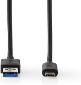 Nedis USB-Kabel - USB 3.2 Gen 1 - USB-A Male - USB-C Male - 60 W - 5 Gbps - Vernikkeld - 2.00 m - Rond - PVC - Zwart - Doos