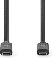 Nedis USB-Kabel - USB 3.2 Gen 2 - USB-C Male - USB-C Male - 100 W - 4K@60Hz - 10 Gbps - Vernikkeld - 1.00 m - Rond - PVC - Zwart - Doos