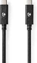 Nedis USB-Kabel - USB 3.2 Gen 2 - USB-C Male - USB-C Male - 100 W - 4K@60Hz - 10 Gbps - Vernikkeld - 1.00 m - Rond - PVC - Zwart - Doos