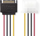 Interne Voedingskabel | SATA 15-Pins Male | Molex Female | Verguld | 0.15 m | Rond | PVC | Multicolour | Polybag