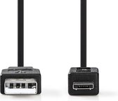 Nedis USB-Kabel - USB 2.0 - USB-A Male - USB Micro-A - 480 Mbps - Vernikkeld - 2.00 m - Rond - PVC - Zwart - Polybag