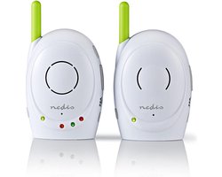 Nedis Babyfoon - FHSS (Frequency-Hopping Spread Spectrum) - Met terugspreekfunctie - Batterij Gevoed / Netvoeding - Groen / Wit